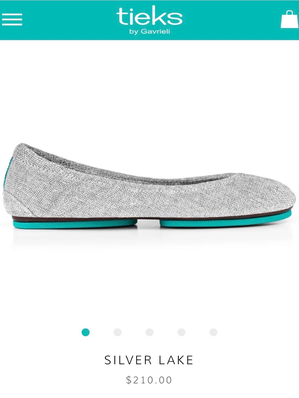 Tieks Silver Lake Foldable Ballet Flats — Silver & Teal Accents - Picture 2 of 5